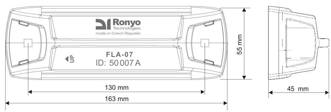 Fig. 3a - FLA-07 detector design dimensions